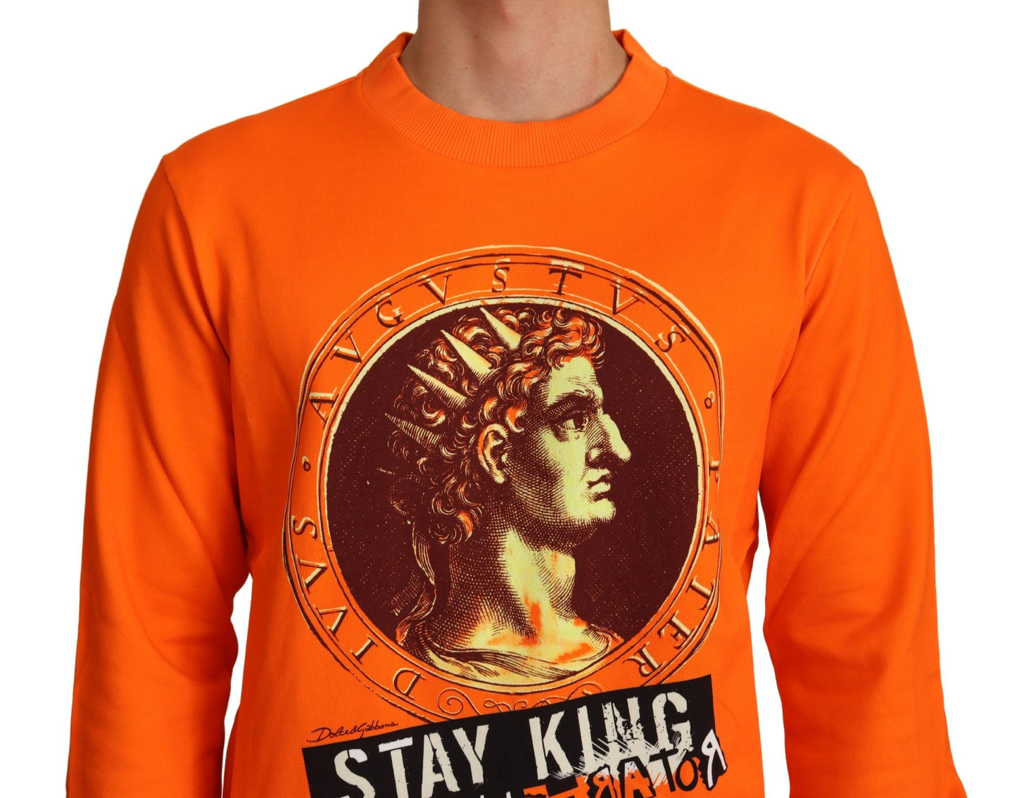 Dolce & Gabbana Orange King Ceasar Cotton Pullover Sweater