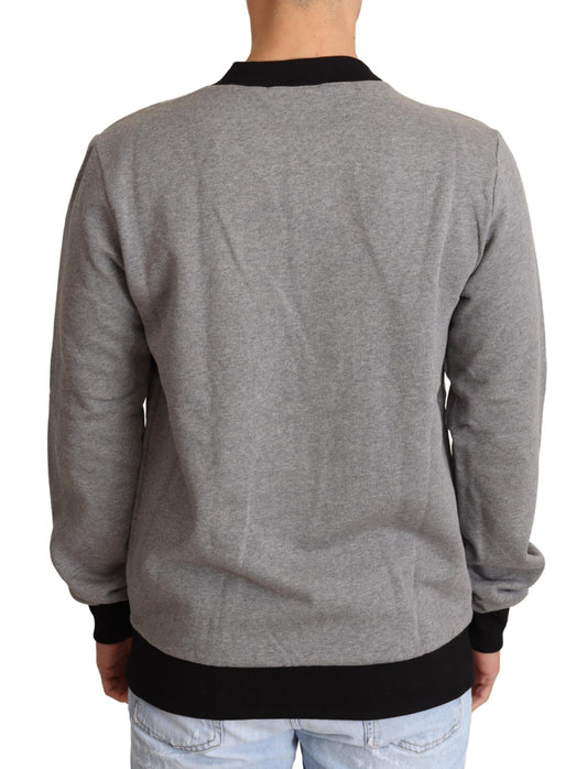 Dolce & Gabbana Gray Crown King Cotton Pullover Sweater