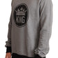 Dolce & Gabbana Gray Crown King Cotton Pullover Sweater