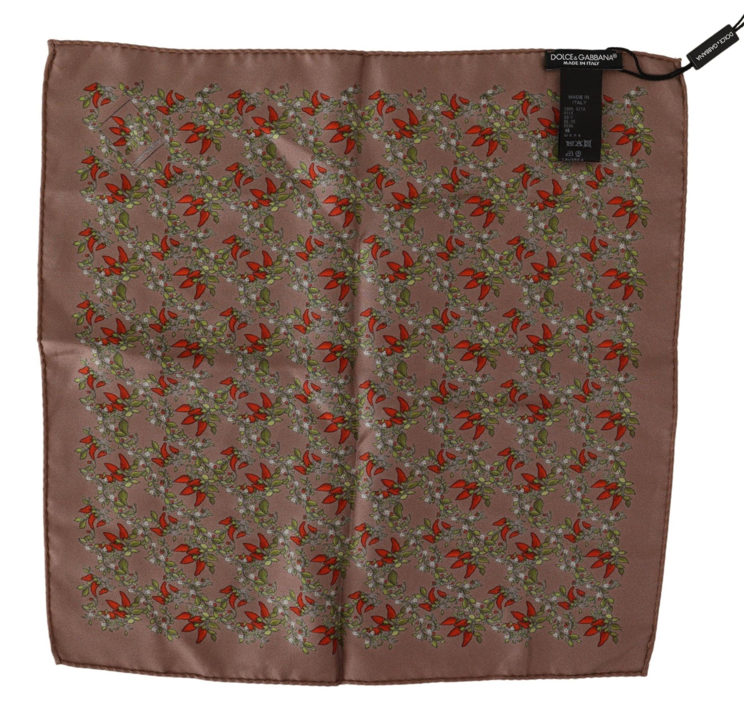 Dolce & Gabbana Brown Carrots Print Silk Handkerchief