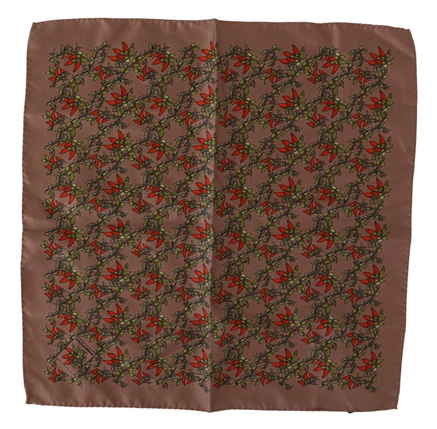 Dolce & Gabbana Brown Carrots Print Silk Handkerchief