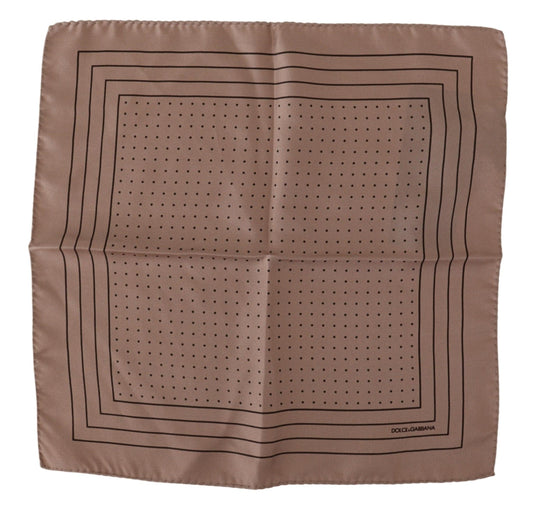 Dolce & Gabbana Brown Dotted Silk Square Handkerchief