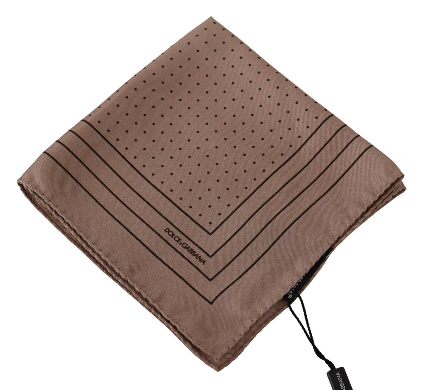 Dolce & Gabbana Brown Dotted Silk Square Handkerchief