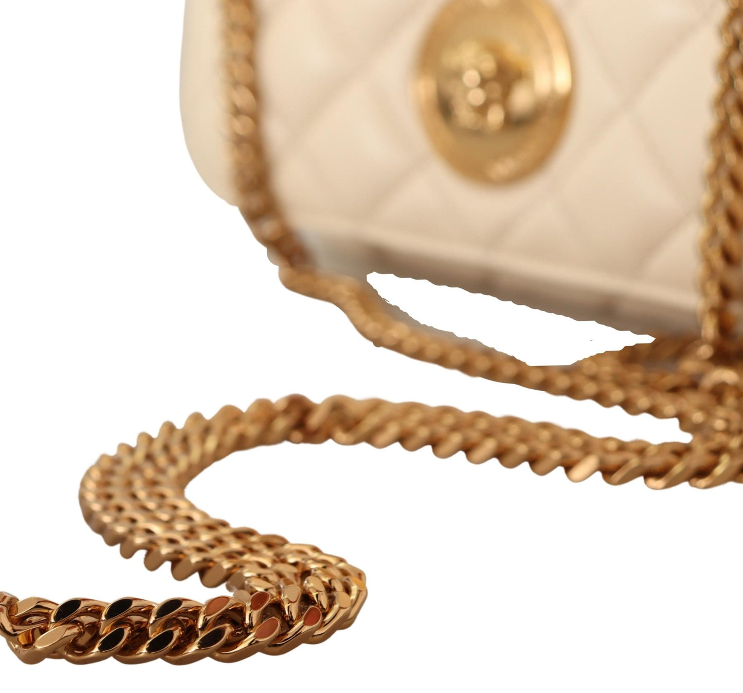 Versace White Nappa Leather Medusa Small Crossbody Shoulder Bag