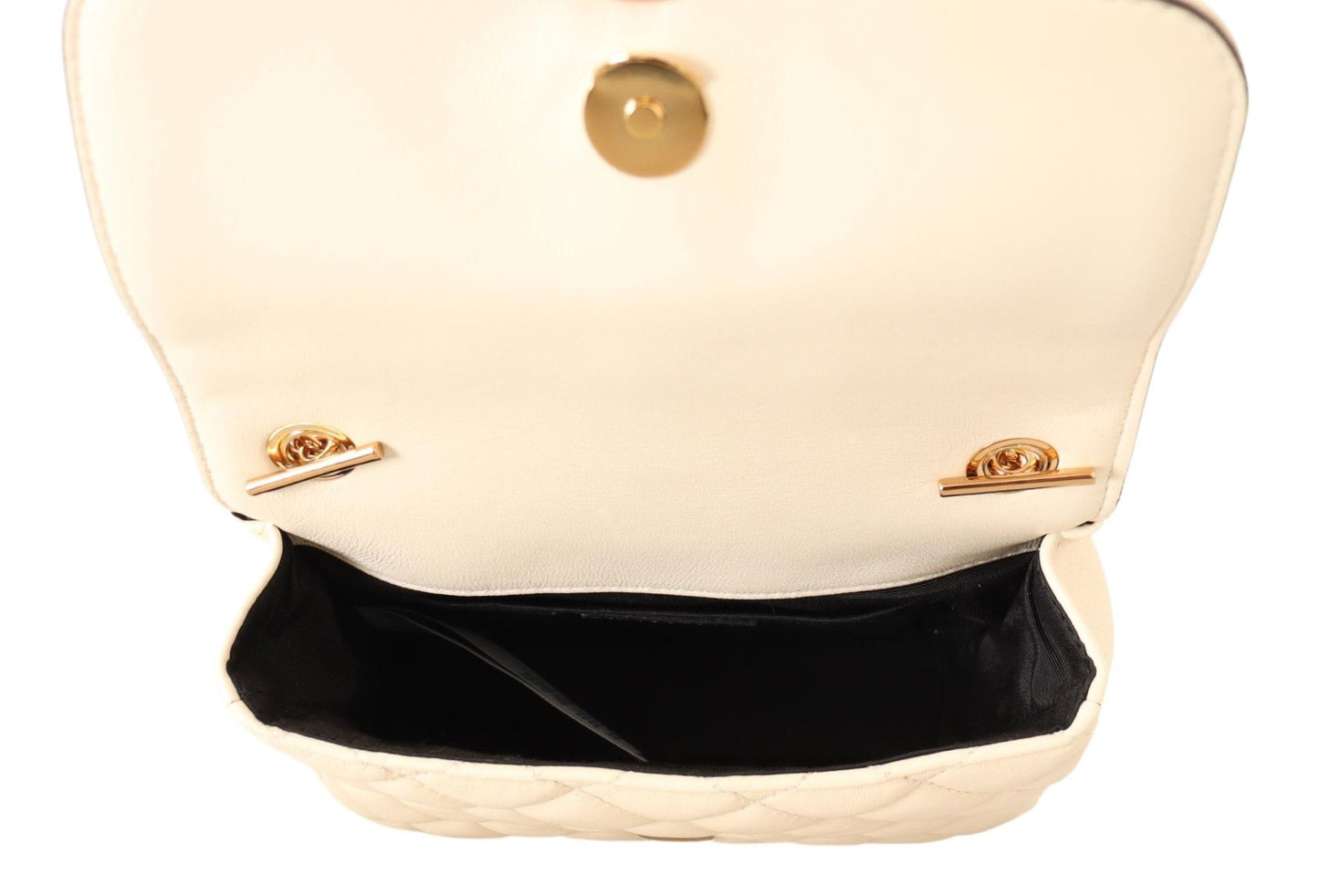 Versace White Nappa Leather Medusa Small Crossbody Shoulder Bag