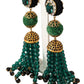 Dolce & Gabbana Green Crystals Gold Tone Drop Clip-on Dangle Earrings