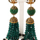 Dolce & Gabbana Green Crystals Gold Tone Drop Clip-on Dangle Earrings