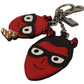 Dolce & Gabbana Red Leather Silver Tone Devil Studded Keychain