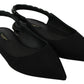 Dolce & Gabbana Black Flats Slingback Charmeuse Shoes