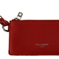 Dolce & Gabbana Red Leather Purse Silver Tone  Keychain