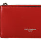 Dolce & Gabbana Red Leather Purse Silver Tone  Keychain