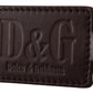 Dolce & Gabbana Brown Leather Logo Metal Ring Hook Keychain