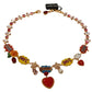 Dolce & Gabbana Rose Heart Star Chain Pink Red Gold  Crystal Necklace