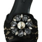 Dolce & Gabbana Elegant Black Lace Mules with Jewel Flower Detail