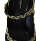 Dolce & Gabbana Black Embellished Velvet Mary Jane Pumps Shoes