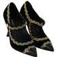 Dolce & Gabbana Black Embellished Velvet Mary Jane Pumps Shoes