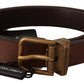 Dolce & Gabbana Brown Leather Rustic Buckle Cintura Belt