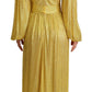 Dolce & Gabbana Yellow Crystal Pleated Maxi Dress