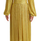 Dolce & Gabbana Yellow Crystal Pleated Maxi Dress