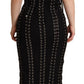 Dolce & Gabbana Black Cady Sleeveless Lace Up Bodycon Dress