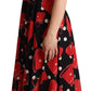 Dolce & Gabbana Black Red Bag Print A-line Mid Length Dress