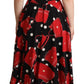 Dolce & Gabbana Black Red Bag Print A-line Mid Length Dress