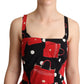 Dolce & Gabbana Black Red Bag Print A-line Mid Length Dress