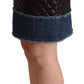 Dolce & Gabbana Black Quilted Leather Blue Jean Trim Mini Skirts