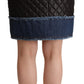 Dolce & Gabbana Black Quilted Leather Blue Jean Trim Mini Skirts