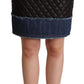 Dolce & Gabbana Black Quilted Leather Blue Jean Trim Mini Skirts