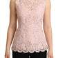 Dolce & Gabbana Pink Floral Lace Sleeveless Blouse