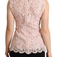 Dolce & Gabbana Pink Floral Lace Sleeveless Blouse