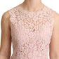 Dolce & Gabbana Pink Floral Lace Sleeveless Blouse