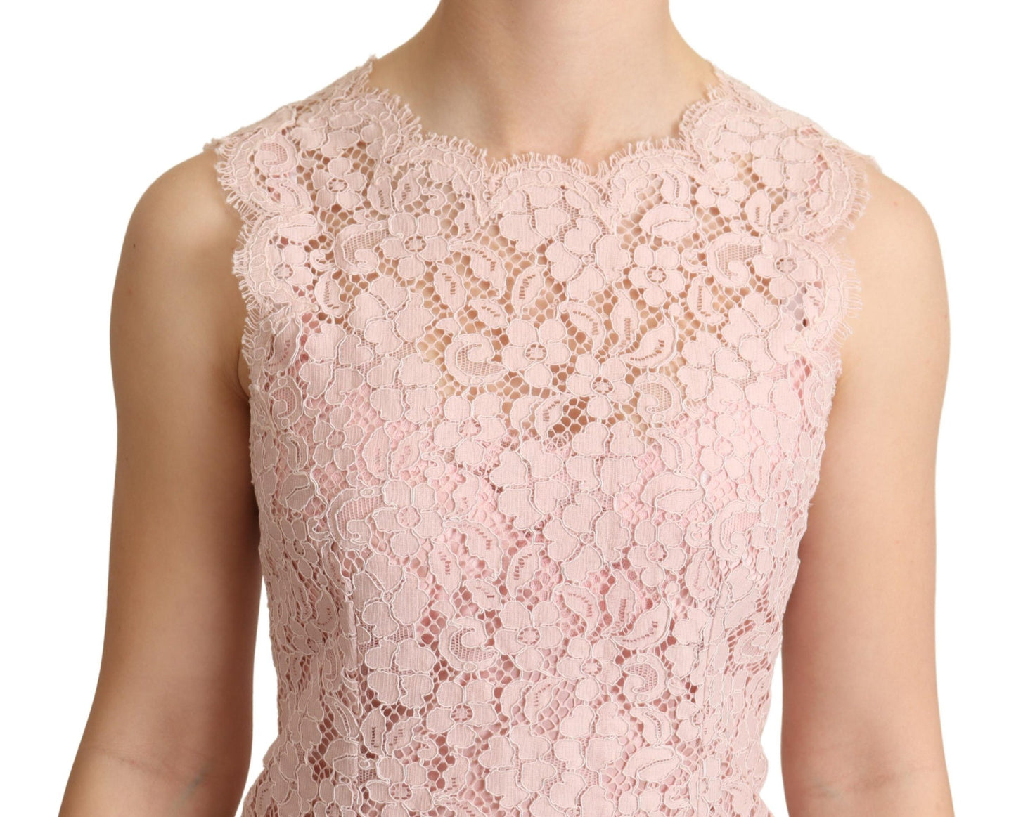 Dolce & Gabbana Pink Floral Lace Sleeveless Blouse