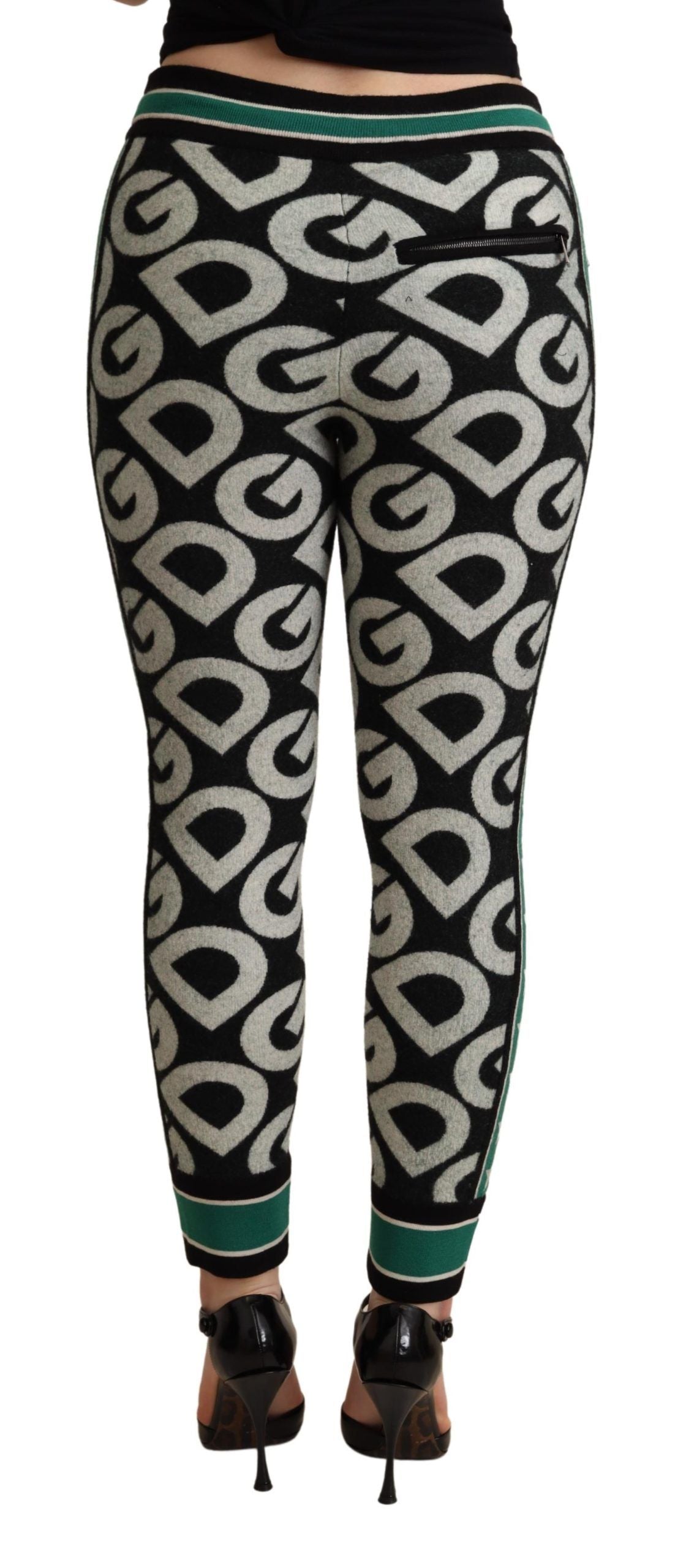 Dolce & Gabbana White Black Green Multicolor DG Mania Joggers Sweatpants