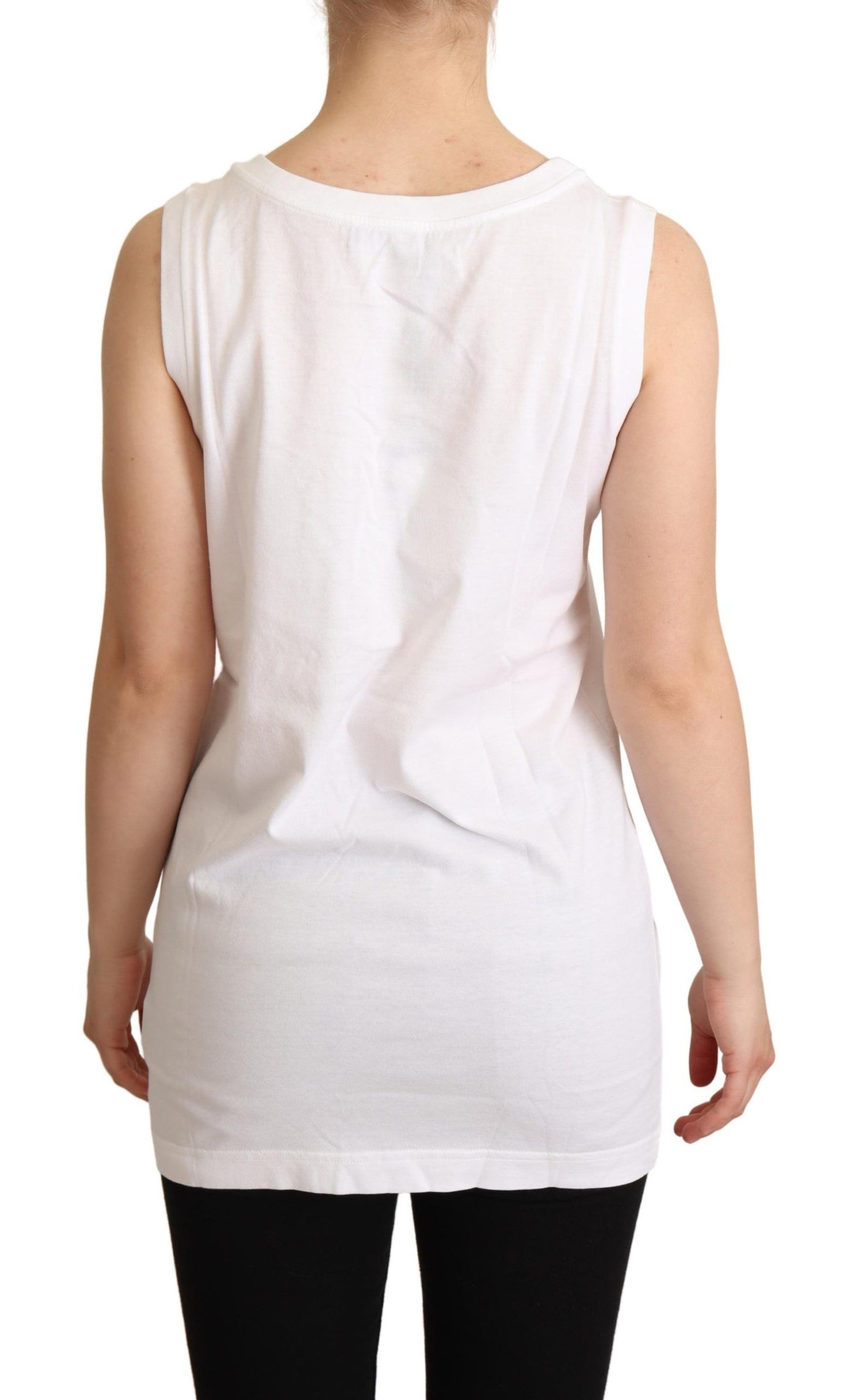 Dolce & Gabbana White La Moda Crystal Tank Shirt