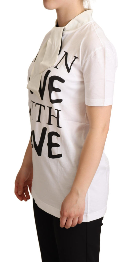 Dolce & Gabbana White Cotton Silk I'm In Love Top T-shirt