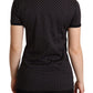 Dolce & Gabbana Black Dotted Crewneck  Cotton T-shirt