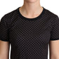 Dolce & Gabbana Black Dotted Crewneck  Cotton T-shirt