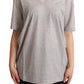 Dolce & Gabbana Gray Solid 100% Cotton V-neck Top T-shirt