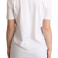 Dolce & Gabbana White Cotton Silk Blend Ascot Collar T-shirt