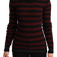 Dolce & Gabbana Black Red Striped Wool Pullover Sweater