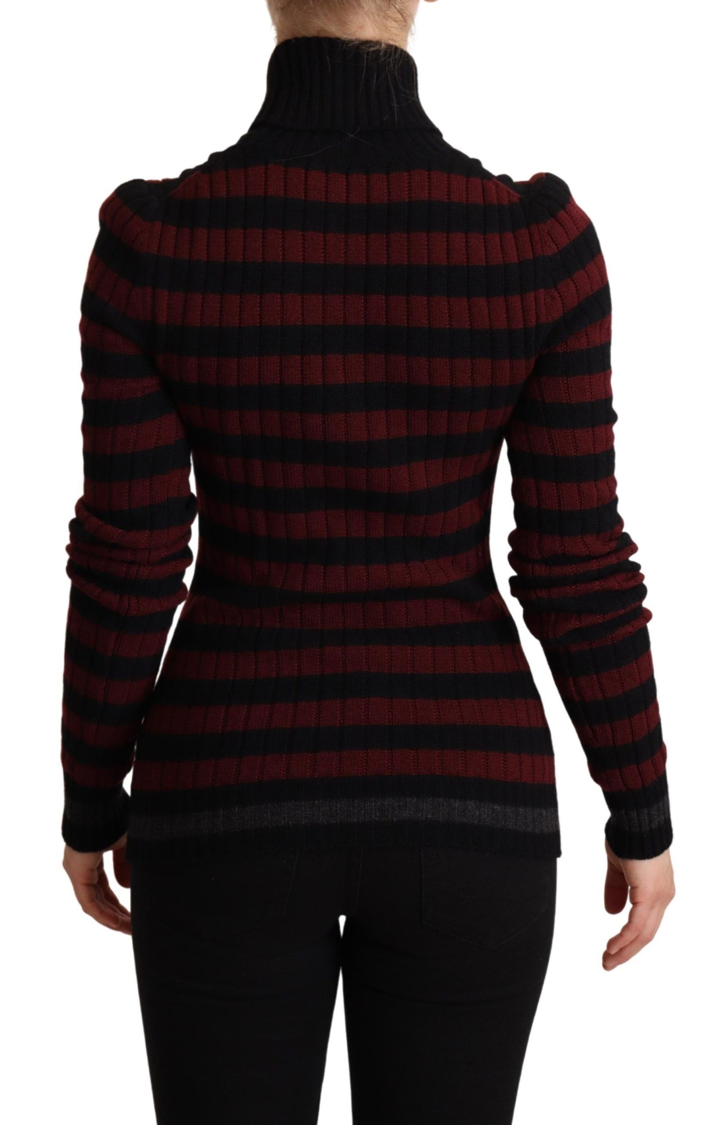 Dolce & Gabbana Black Red Striped Wool Pullover Sweater