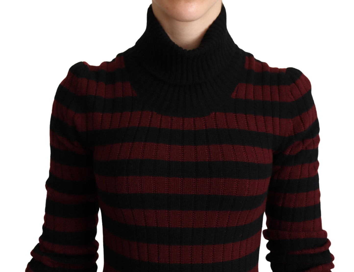 Dolce & Gabbana Black Red Striped Wool Pullover Sweater