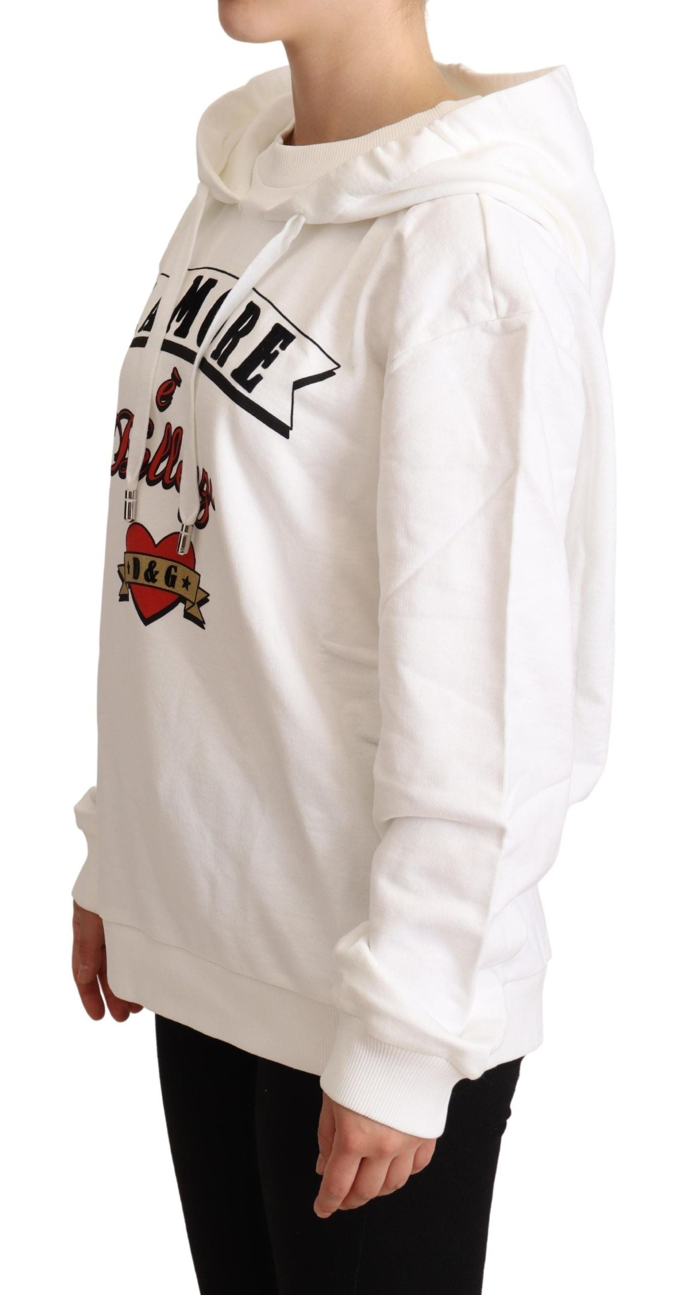 Dolce & Gabbana White L'Amore Hooded Pullover Sweater