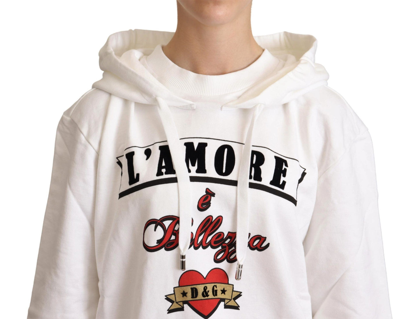 Dolce & Gabbana White L'Amore Hooded Pullover Sweater