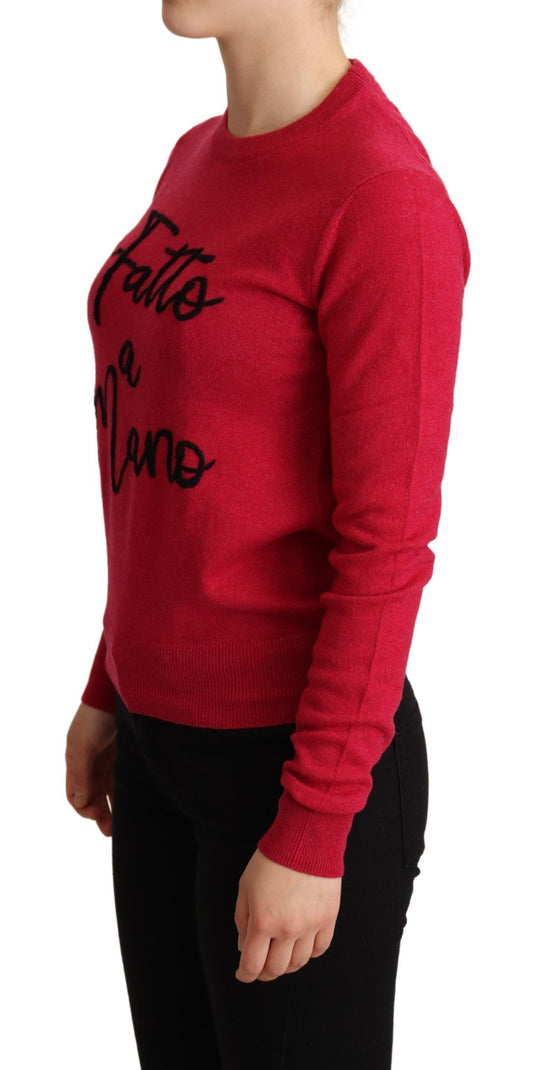 Dolce & Gabbana Chic Pink Embroidered Cashmere Blend Sweater