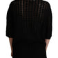 Dolce & Gabbana Black Embroidered Knitted Cotton Sweater