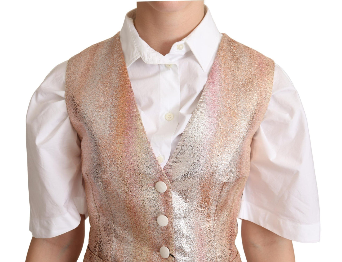 Dolce & Gabbana Pink Waistcoat Stripe Waistcoat Vest Top