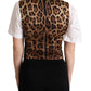 Dolce & Gabbana Black Brown Leopard Print Waistcoat Vest